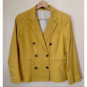Theory • 6 • Yellow Double Breasted Blazer Cotton Twill
